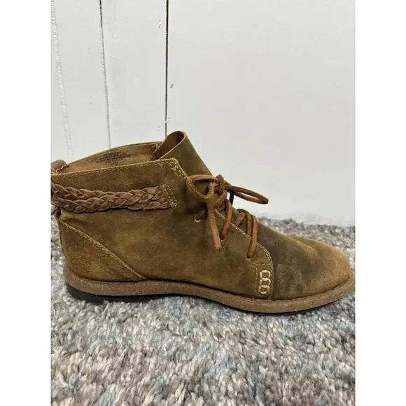 Born Boots Womens 9.5 Temple Lace Up Brown Distressed Suede Ankle Braided Chukka - Picture 10 of 13